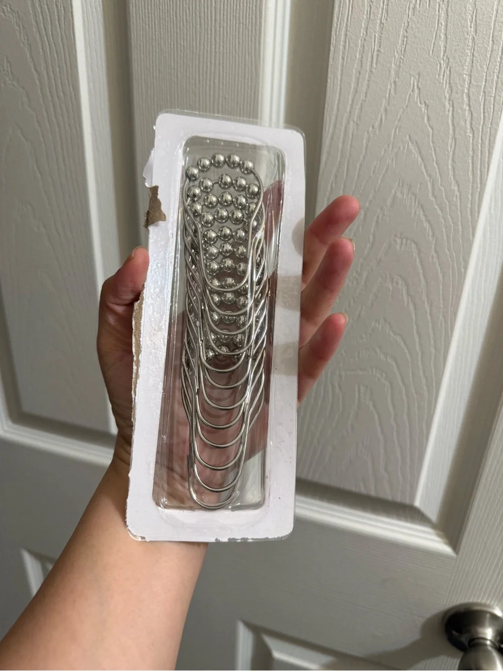 Silver Shower Curtain Hooks with Bead Accents - Women Accessories